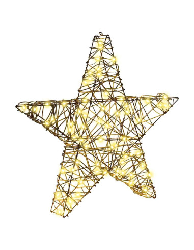 Stella 3D con 50 LED Bianco caldo 55 x 52.5 x 9 cm Rattan