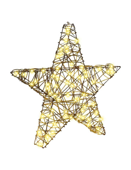 Stella 3D con 50 LED Bianco caldo 55 x 52.5 x 9 cm Rattan