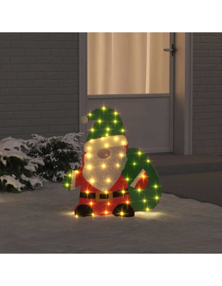 Babbo Natale Illuminato Bianco caldo 62 x 70 cm Tessuto di Lamè