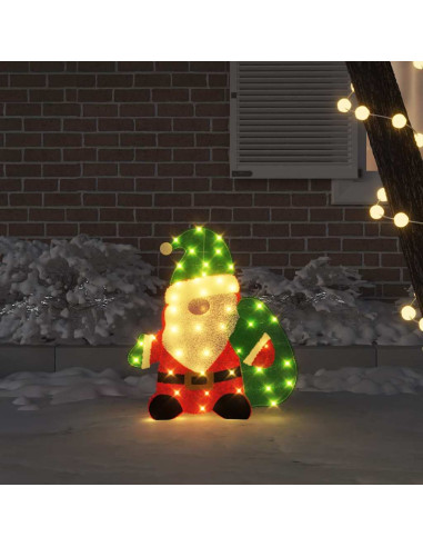 Babbo Natale Illuminato Bianco caldo 62 x 70 cm Tessuto di Lamè