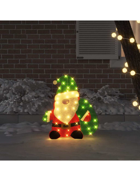 Babbo Natale Illuminato Bianco caldo 62 x 70 cm Tessuto di Lamè