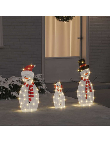 Familia di Pupazzi di Neve Illuminati 3 pcs Bianco caldo