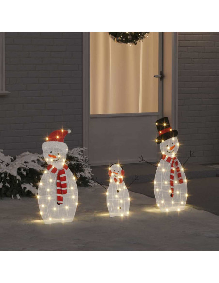 Familia di Pupazzi di Neve Illuminati 3 pcs Bianco caldo