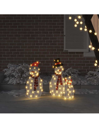 Familia di Pupazzi di Neve Illuminati 3 pcs Bianco caldo