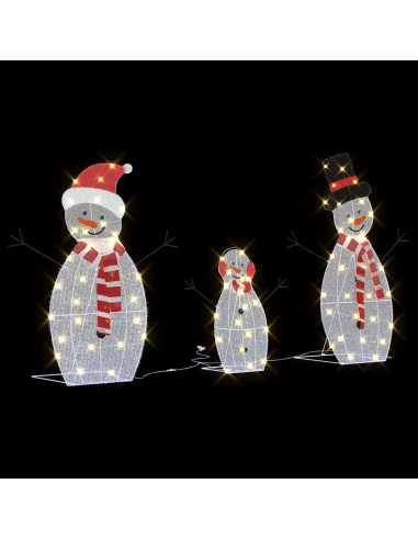 Familia di Pupazzi di Neve Illuminati 3 pcs Bianco caldo