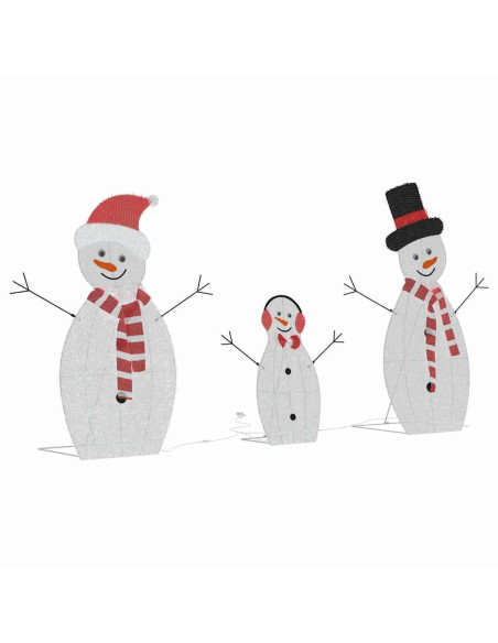 Familia di Pupazzi di Neve Illuminati 3 pcs Bianco caldo