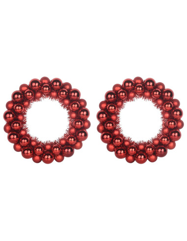 Corone di Palline di Natale 2 pcs Rosso 33 x 33 x 7 cm