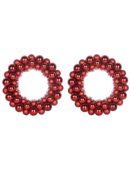 Corone di Palline di Natale 2 pcs Rosso 33 x 33 x 7 cm