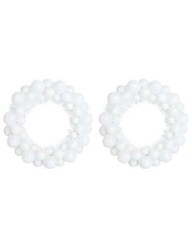 Corone di Palline di Natale 2 pcs Bianco 33 x 33 x 7 cm
