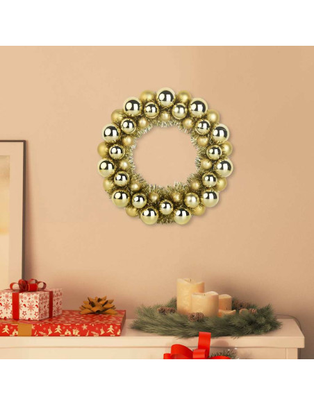 Corone di Palline di Natale 2 pcs Oro 33 x 33 x 7 cm