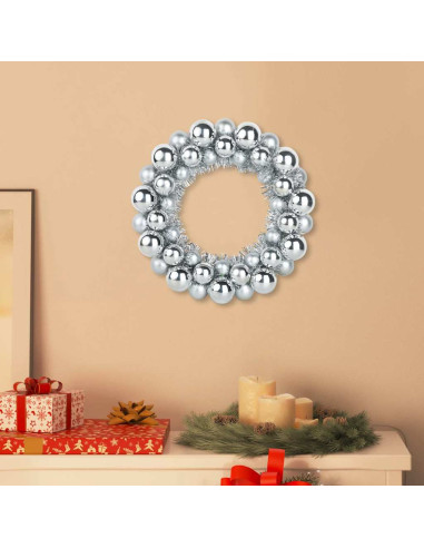 Corone di Palline di Natale 2 pcs Argento 33 x 33 x 7 cm