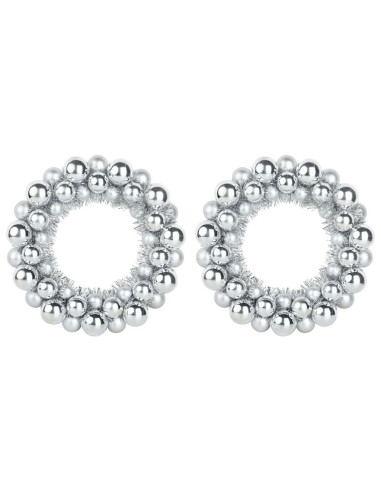 Corone di Palline di Natale 2 pcs Argento 33 x 33 x 7 cm