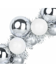 Corone di Palline di Natale 2 pcs Bianco e Argento 2