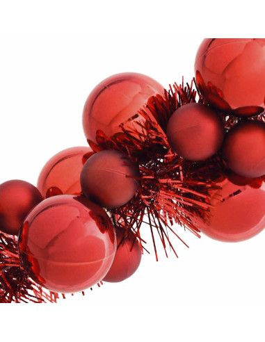Ghirlanda di Palline di Natale Rosso 186 cm Polistirolo