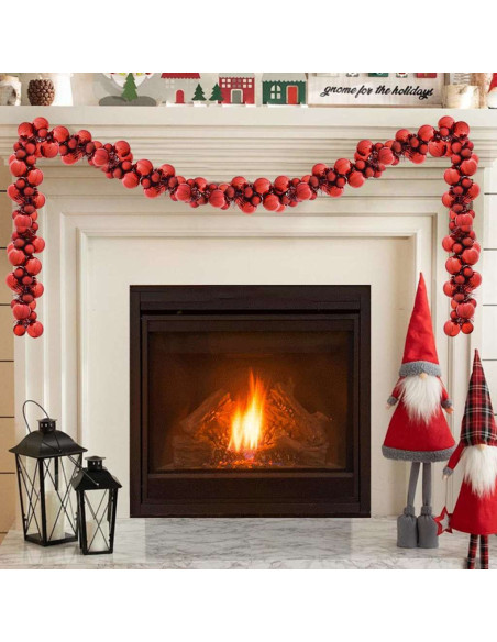 Ghirlanda di Palline di Natale Rosso 186 cm Polistirolo