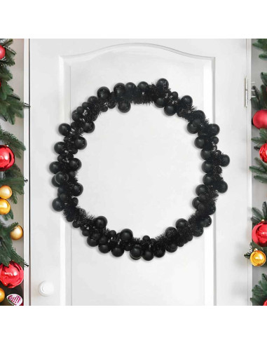Ghirlanda di Palline di Natale Nero 186 cm Polistirolo