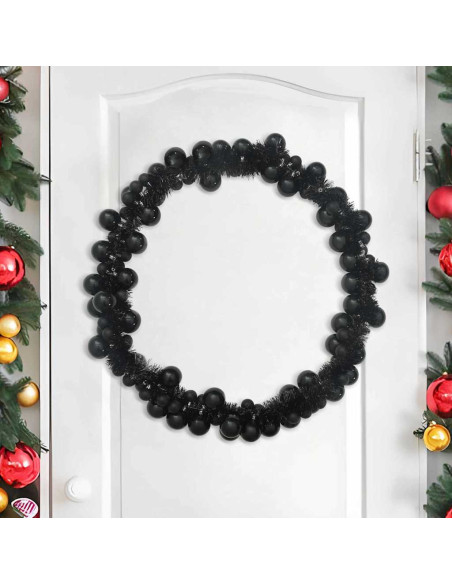 Ghirlanda di Palline di Natale Nero 186 cm Polistirolo