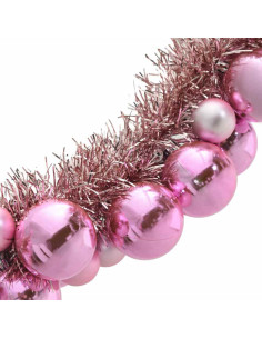 Ghirlanda di Palline di Natale Rosa 186 cm Polistirolo 2