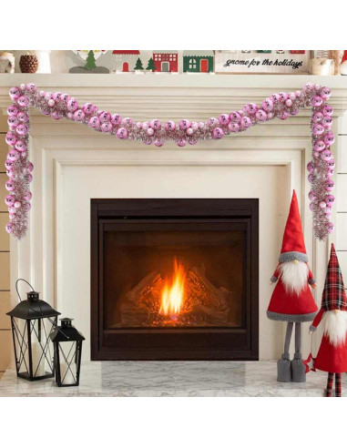 Ghirlanda di Palline di Natale Rosa 186 cm Polistirolo