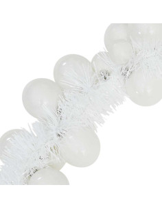 Ghirlanda di Palline di Natale Bianco 186 cm Polistirolo 2