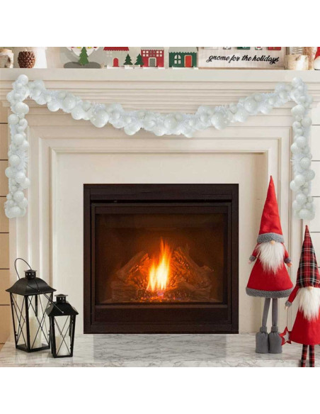 Ghirlanda di Palline di Natale Bianco 186 cm Polistirolo