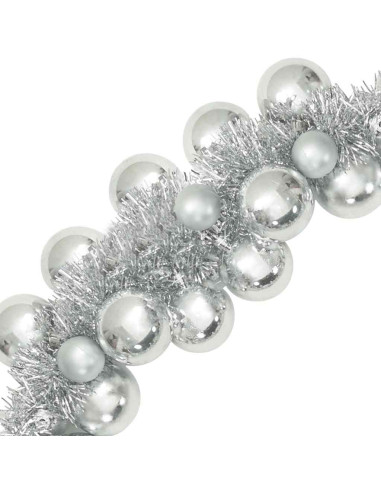 Ghirlanda di Palline di Natale Argento 186 cm Polistirolo