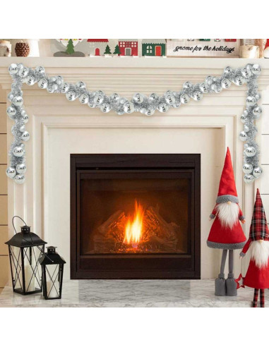 Ghirlanda di Palline di Natale Argento 186 cm Polistirolo