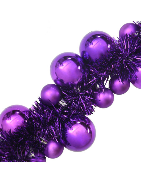 Ghirlanda di Palline di Natale Lillà 186 cm Polistirolo
