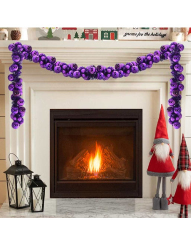 Ghirlanda di Palline di Natale Lillà 186 cm Polistirolo