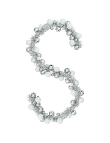 Ghirlanda di Palline di Natale Bianco e Argento 186 cm