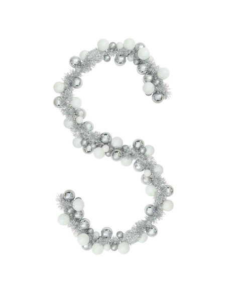 Ghirlanda di Palline di Natale Bianco e Argento 186 cm