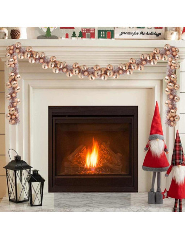 Ghirlanda di Palline di Natale Oro rosa 186 cm Polistirolo