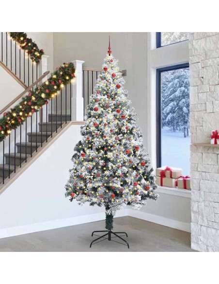 Albero di Natale con luci a corde decorative Bianco 300 cm PVC