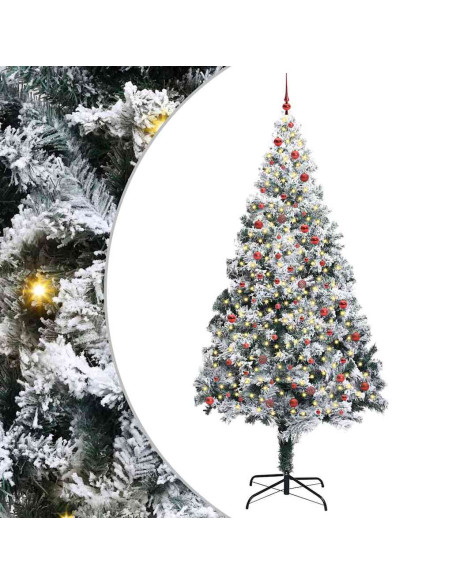 Albero di Natale con luci a corde decorative Bianco 300 cm PVC