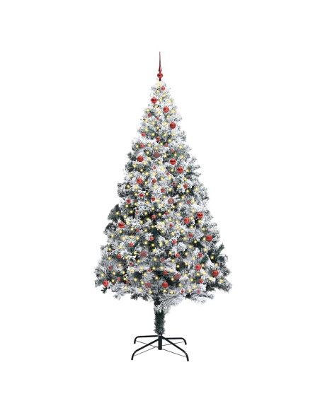 Albero di Natale con luci a corde decorative Bianco 300 cm PVC