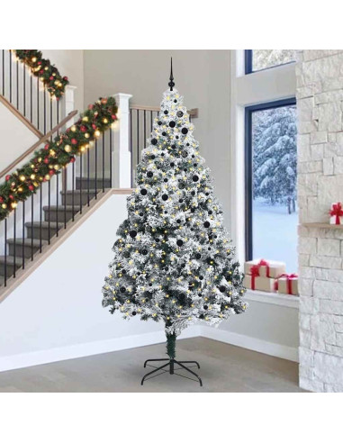 Albero di Natale con luci a corde decorative Bianco 300 cm PVC