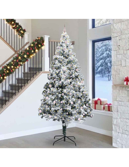 Albero di Natale con luci a corde decorative Bianco 300 cm PVC