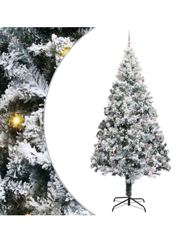 Albero di Natale con luci a corde decorative Bianco 300 cm PVC