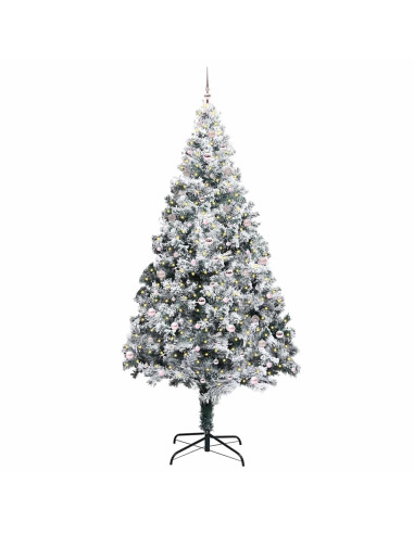 Albero di Natale con luci a corde decorative Bianco 300 cm PVC