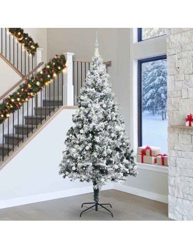 Albero di Natale con luci a corde decorative Bianco 300 cm PVC