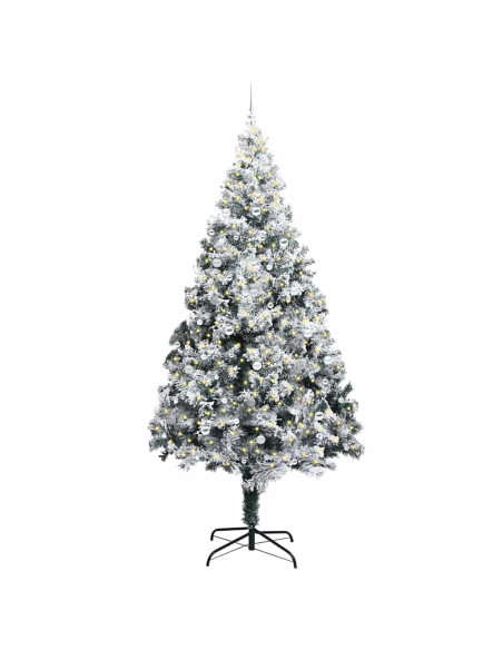 Albero di Natale con luci a corde decorative Bianco 300 cm PVC