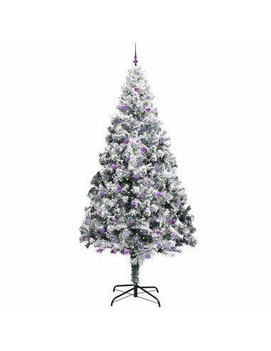 Albero di Natale con luci a corde decorative Bianco 300 cm PVC