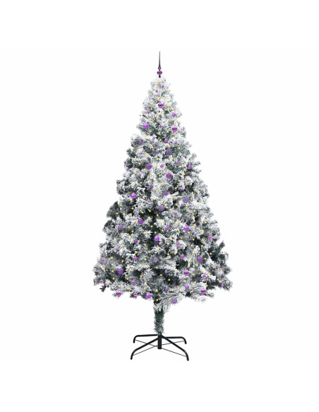 Albero di Natale con luci a corde decorative Bianco 300 cm PVC