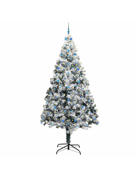 Albero di Natale con luci a corde decorative Bianco 300 cm PVC