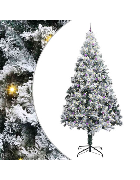 Albero di Natale Artificiale Pre-illuminato con Set di Palline