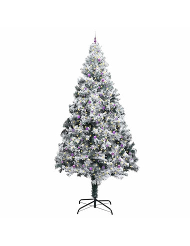 Albero di Natale Artificiale Pre-illuminato con Set di Palline