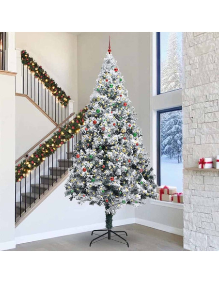 Albero di Natale artificiale preilluminato con set di palline