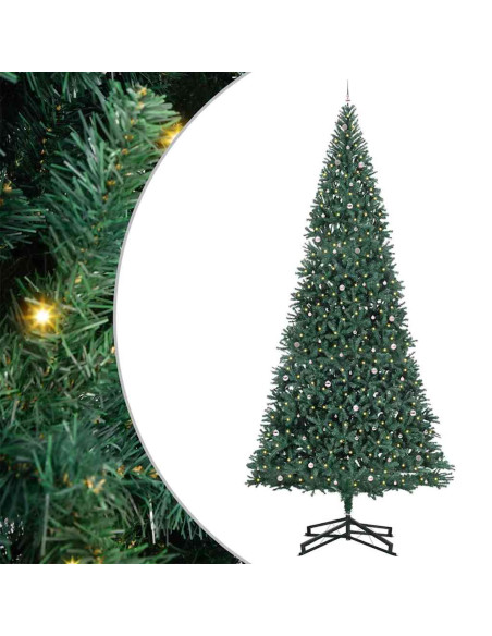 Albero di Natale Artificiale Pre-illuminato con Set di Palline