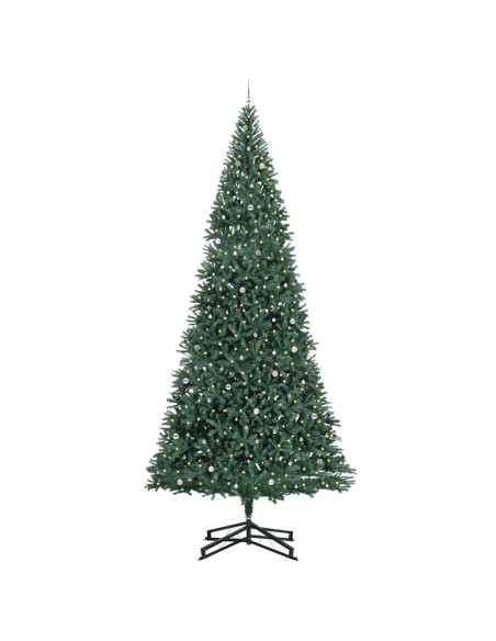 Albero di Natale Artificiale Pre-illuminato con Set di Palline