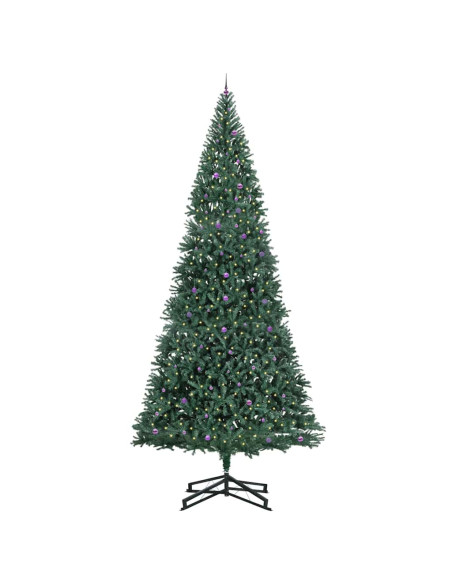 Albero di Natale Artificiale Pre-illuminato con Set di Palline